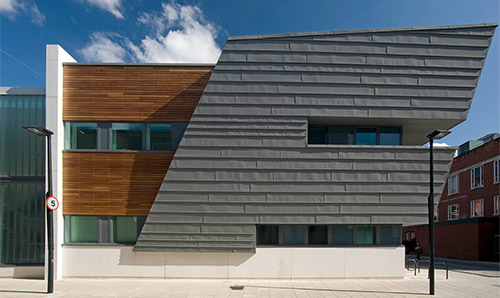 Side profile of the building exterior