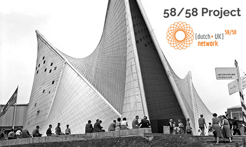 Tent-shaped building and the dutch-UK Network logo